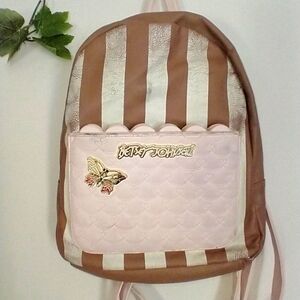Betsey Johnson Striped Butterfly Bookbag Purse